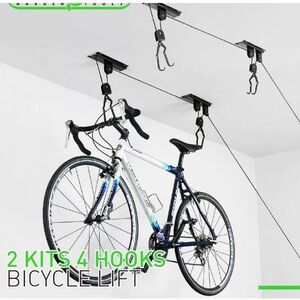 Ceiling Mounted Bike Lift Hoist “Set is For 2-Bicycles”  EUC